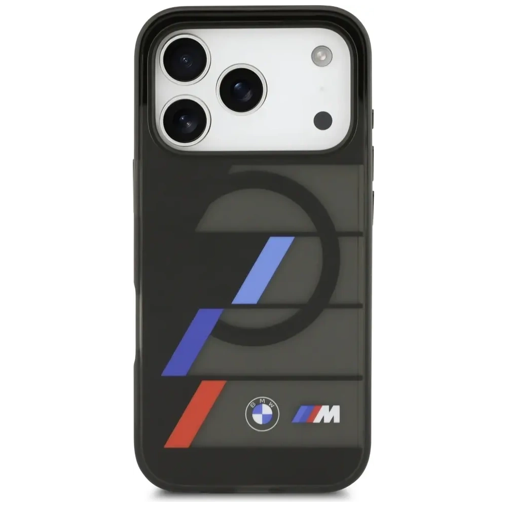 Etui BMW M IML Metal Buttons Tricolor Lines MagSafe do Apple iPhone 17 Pro czarny