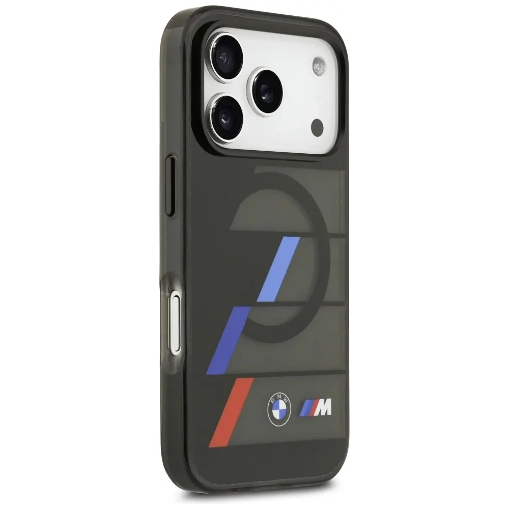 Etui BMW M IML Metal Buttons Tricolor Lines MagSafe do Apple iPhone 17 Pro czarny