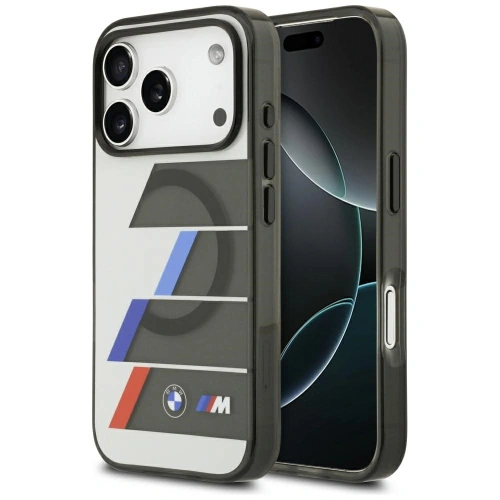 Etui BMW M IML Metal Buttons Tricolor Lines MagSafe do Apple iPhone 17 Pro Max antracyt