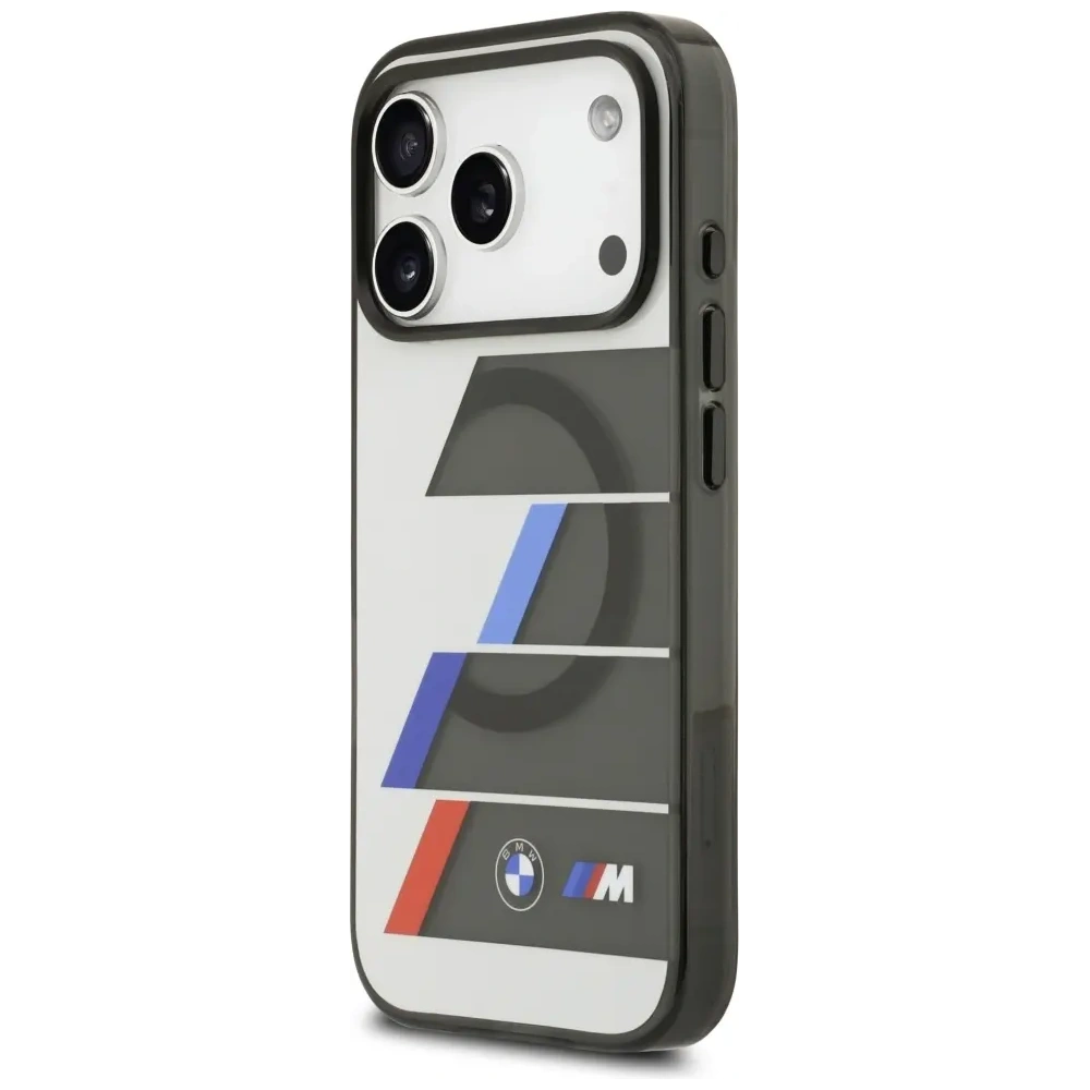 Etui BMW M IML Metal Buttons Tricolor Lines MagSafe do Apple iPhone 17 Pro Max antracyt