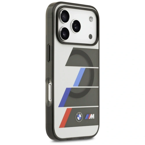 Etui BMW M IML Metal Buttons Tricolor Lines MagSafe do Apple iPhone 17 Pro Max antracyt