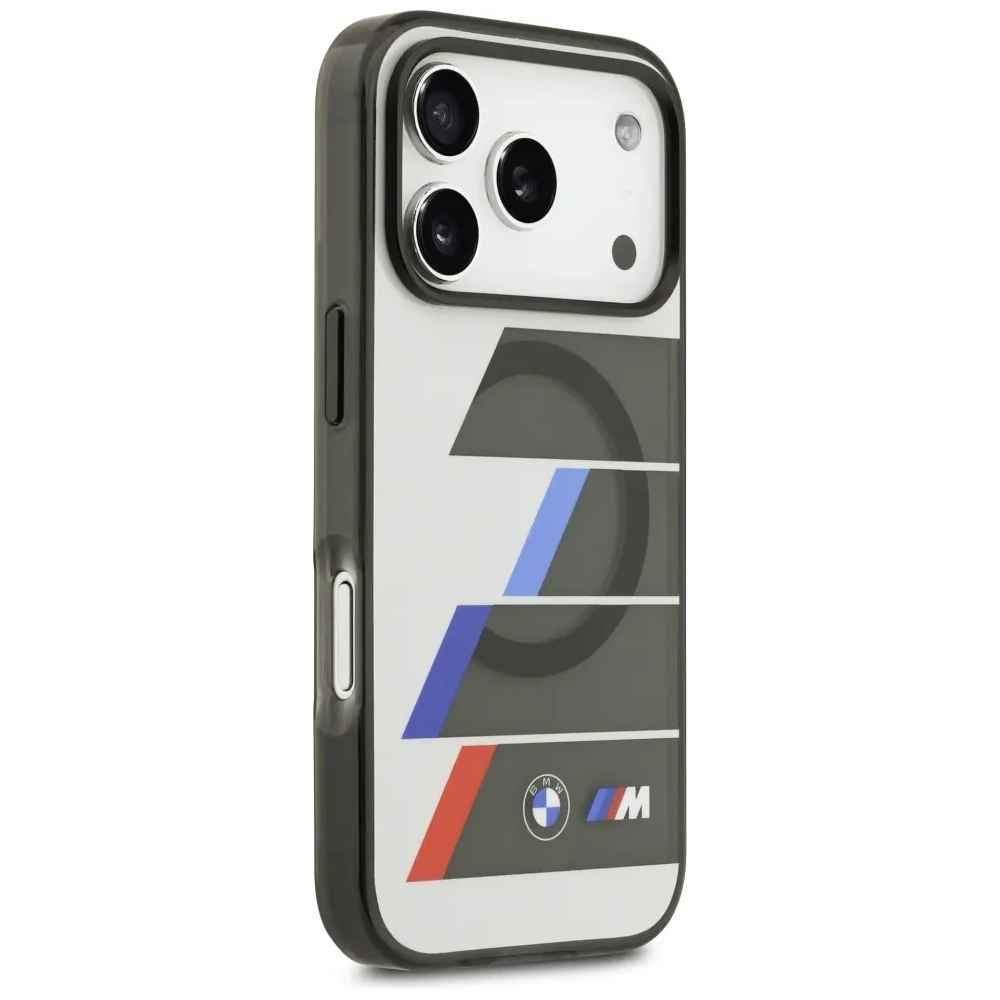 Etui BMW M IML Metal Buttons Tricolor Lines MagSafe do Apple iPhone 17 Pro Max antracyt