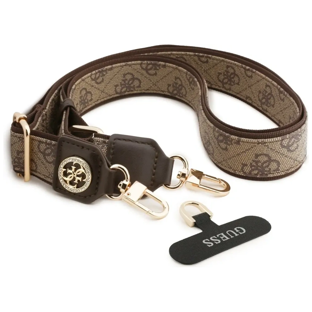 Uniwersalna smycz Guess Universal CBDY 4G Tether Patch Strass Metal Logo brązowy