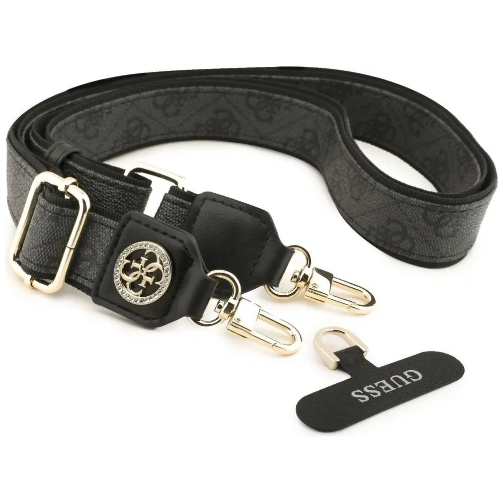 Uniwersalna smycz Guess Universal CBDY 4G Tether Patch Strass Metal Logo czarny