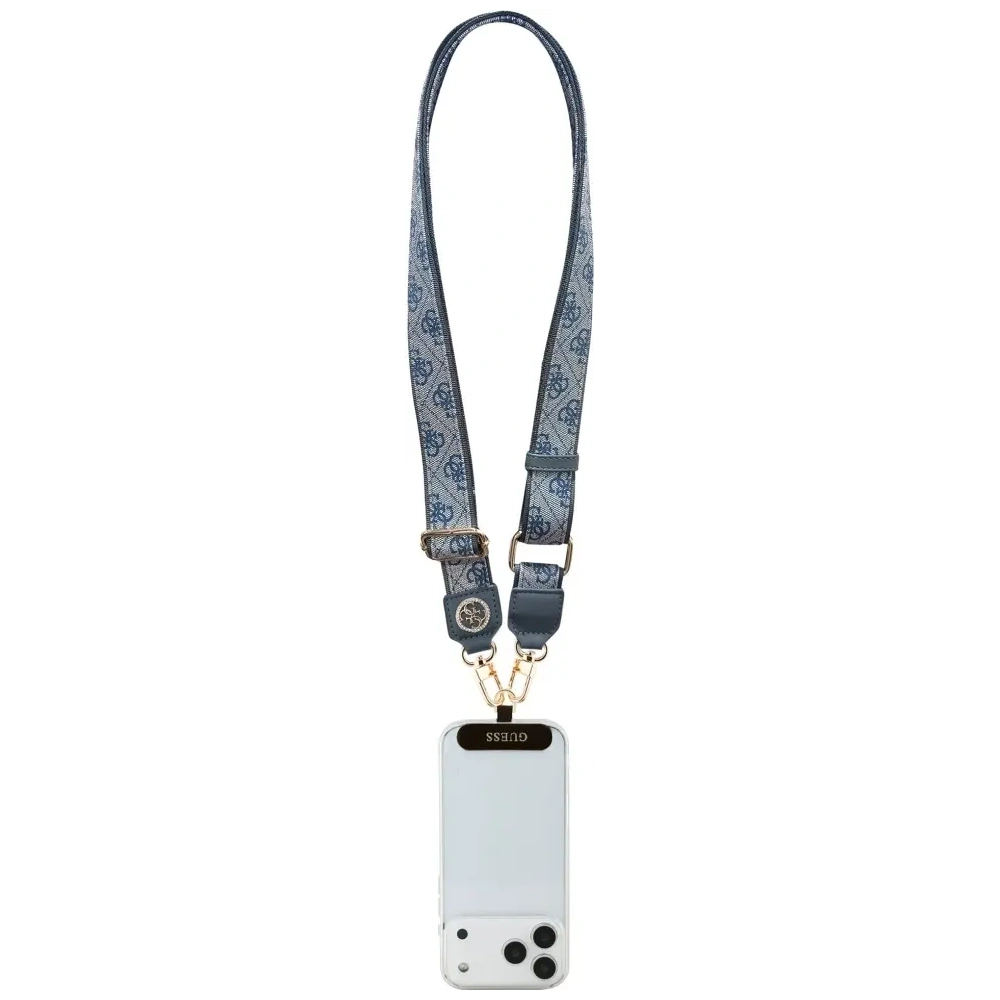 Uniwersalna smycz Guess Universal CBDY 4G Tether Patch Strass Metal Logo niebieski