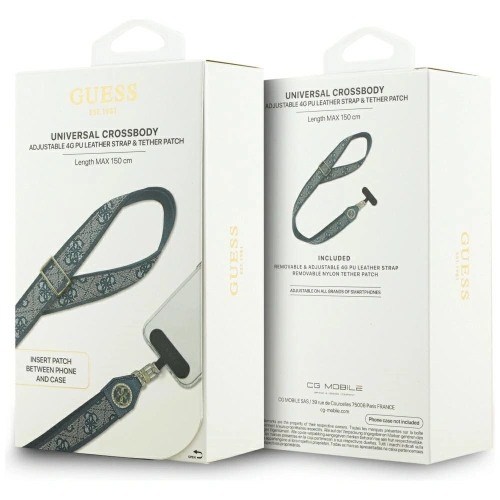 Uniwersalna smycz Guess Universal CBDY 4G Tether Patch Strass Metal Logo niebieski