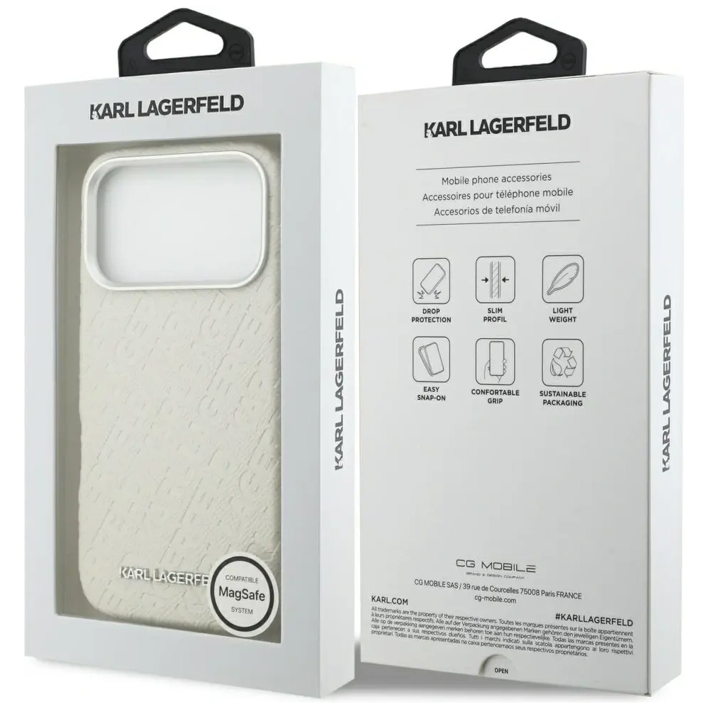 Etui Karl Lagerfeld FW Stamped Karl MagSafe do Apple iPhone 17 Pro beżowy