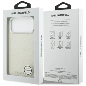 Etui Karl Lagerfeld FW Stamped Karl MagSafe do Apple iPhone 17 Pro Max beżowy