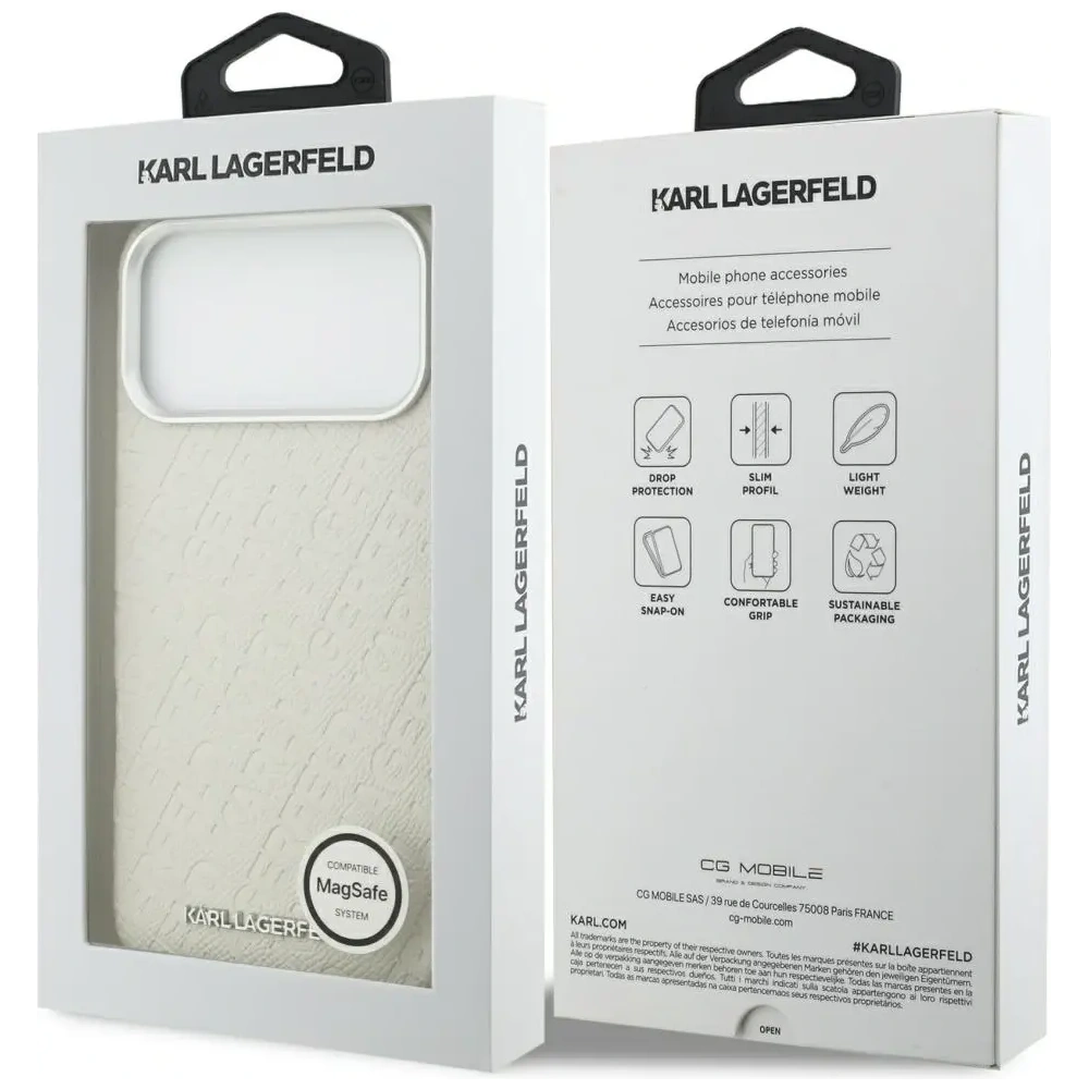 Etui Karl Lagerfeld FW Stamped Karl MagSafe do Apple iPhone 17 Pro Max beżowy