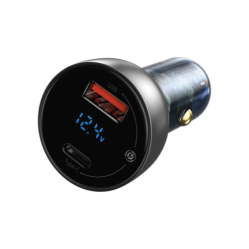 Kup Ładowarka samochodowa Baseus Particular Digital Display z wyświetlaczem, USB + USB-C, QC3.0+PD, 5A, 65W (srebrna) - BSU1596SLV - {ean13} - Sklep Home Screen