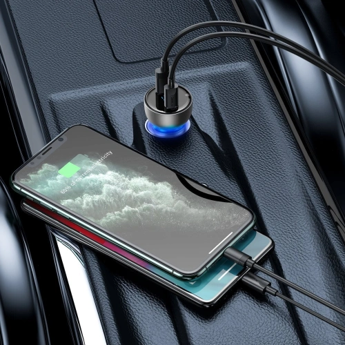 Kup Ładowarka samochodowa Baseus Particular Digital Display z wyświetlaczem, USB + USB-C, QC3.0+PD, 5A, 65W (srebrna) - BSU1596SLV - {ean13} - Sklep Home Screen