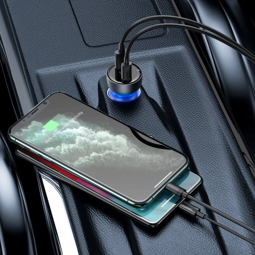 Kup Ładowarka samochodowa Baseus Particular Digital Display z wyświetlaczem, USB + USB-C, QC3.0+PD, 5A, 65W (szara) - BSU1597GRY - {ean13} - Sklep Home Screen