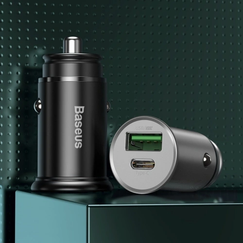 Kup Ładowarka samochodowa Baseus Circular Metal, QC 4.0 + PD 3.0, VOOC, SCP, AFC, MTK PE, 30W (czarna) - BSU1598BLK - {ean13} - Sklep Home Screen