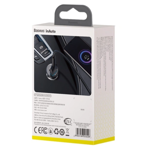 Kup Autonabíječka Baseus Circular Metal, QC 4.0 + PD 3.0, VOOC, SCP, AFC, MTK PE, 30W (černá) - BSU1598BLK - {ean13} - Sklep Home Screen
