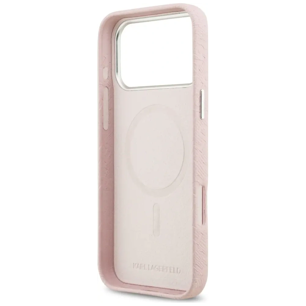 Etui Karl Lagerfeld FW Stamped Karl MagSafe do Apple iPhone 17 Pro Max różowy