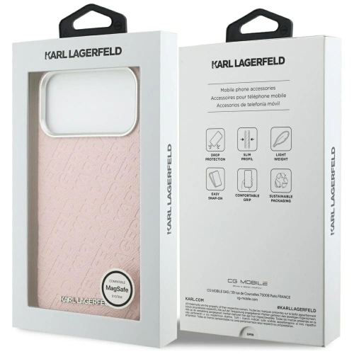 Etui Karl Lagerfeld FW Stamped Karl MagSafe do Apple iPhone 17 Pro Max różowy