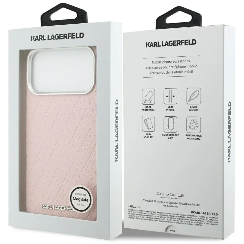 Etui Karl Lagerfeld FW Stamped Karl MagSafe do Apple iPhone 17 Pro Max różowy