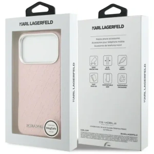 Etui Karl Lagerfeld FW Stamped Karl MagSafe do Apple iPhone 17 Pro różowy