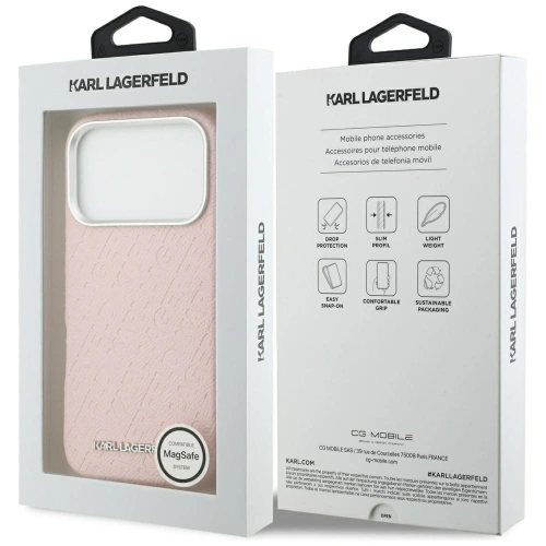 Etui Karl Lagerfeld FW Stamped Karl MagSafe do Apple iPhone 17 Pro różowy