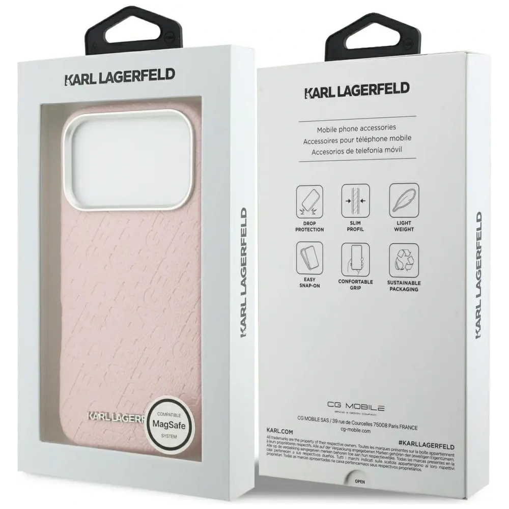 Etui Karl Lagerfeld FW Stamped Karl MagSafe do Apple iPhone 17 Pro różowy