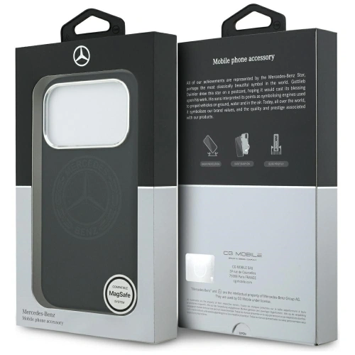 Etui Mercedes Silicone Vintage Logo MagSafe do Apple iPhone 17 Pro czarny