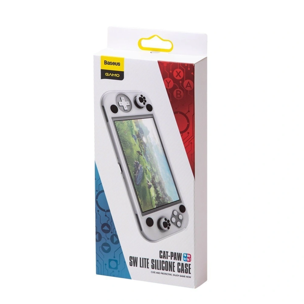 Silikonowe etui Baseus GS06L do konsoli Nintendo Switch Lite + silikonowe nakładki na pady (biało-czarne)