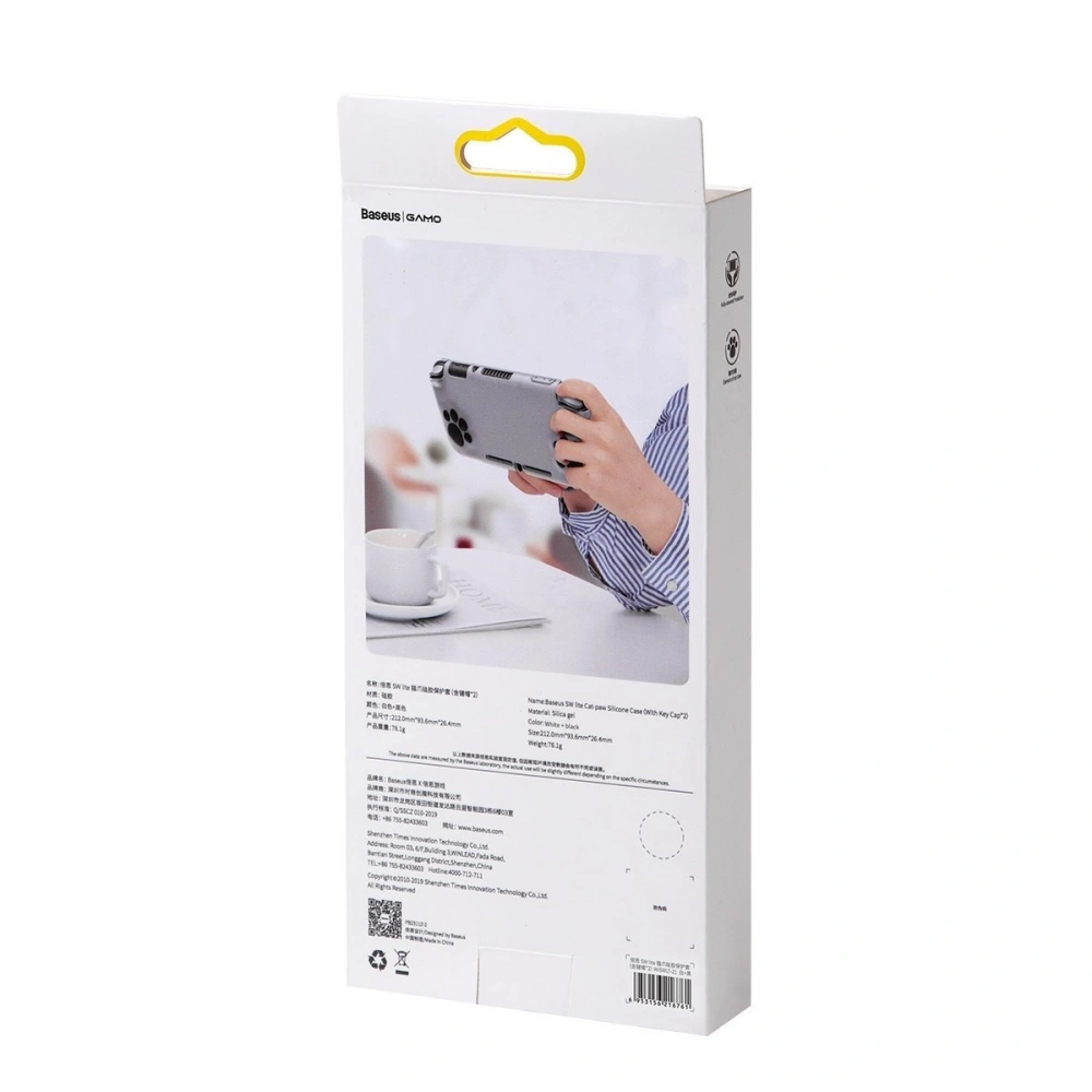 Silikonowe etui Baseus GS06L do konsoli Nintendo Switch Lite + silikonowe nakładki na pady (biało-czarne)