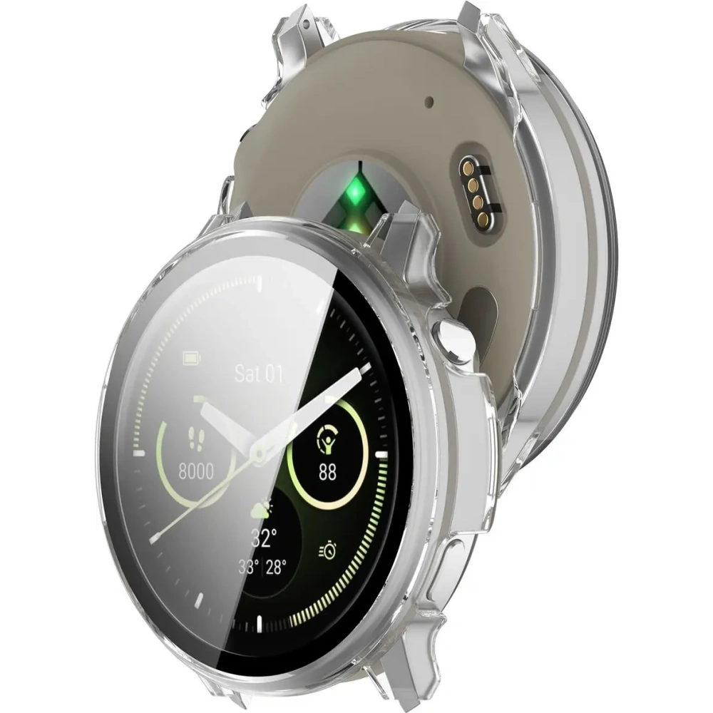 Etui ze szkłem do zegarka Bizon Case+Glass Watch do Garmin Venu 4 45mm przeźroczyste