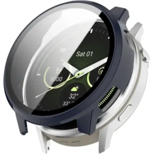 Etui ze szkłem do zegarka Bizon Case+Glass Watch do Garmin Venu 4 45mm ciemnoniebieskie