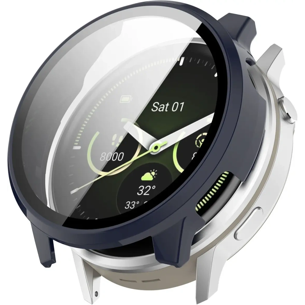 Etui ze szkłem do zegarka Bizon Case+Glass Watch do Garmin Venu 4 45mm ciemnoniebieskie
