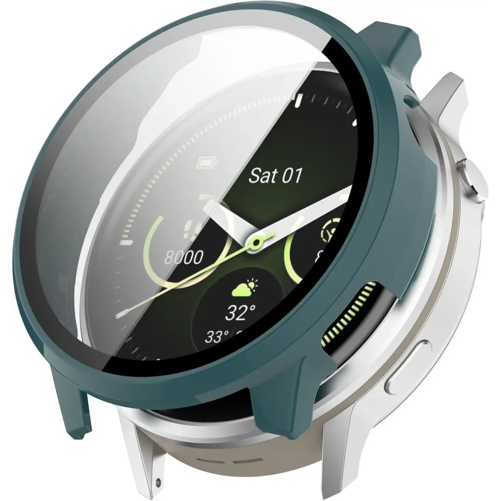 Etui ze szkłem do zegarka Bizon Case+Glass Watch do Garmin Venu 4 45mm zielone