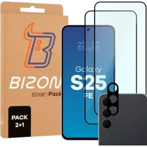 2x Szkło + szybka na aparat Bizon Edge Pack do Samsung Galaxy S25 FE