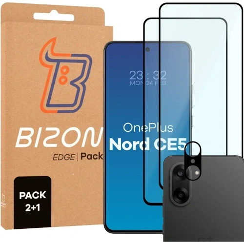 2x Szkło + szybka na aparat Bizon Edge Pack do OnePlus Nord CE5 5G