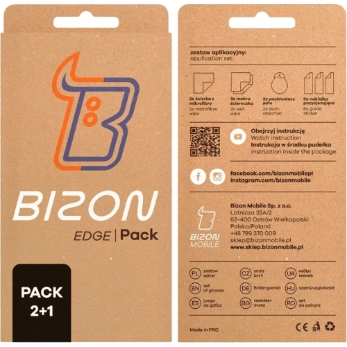 2x Szkło + szybka na aparat Bizon Edge Pack do Xiaomi POCO F6 Pro