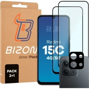 2x Szkło + szybka na aparat Bizon Edge Pack do Xiaomi Redmi 15C 4G / 5G