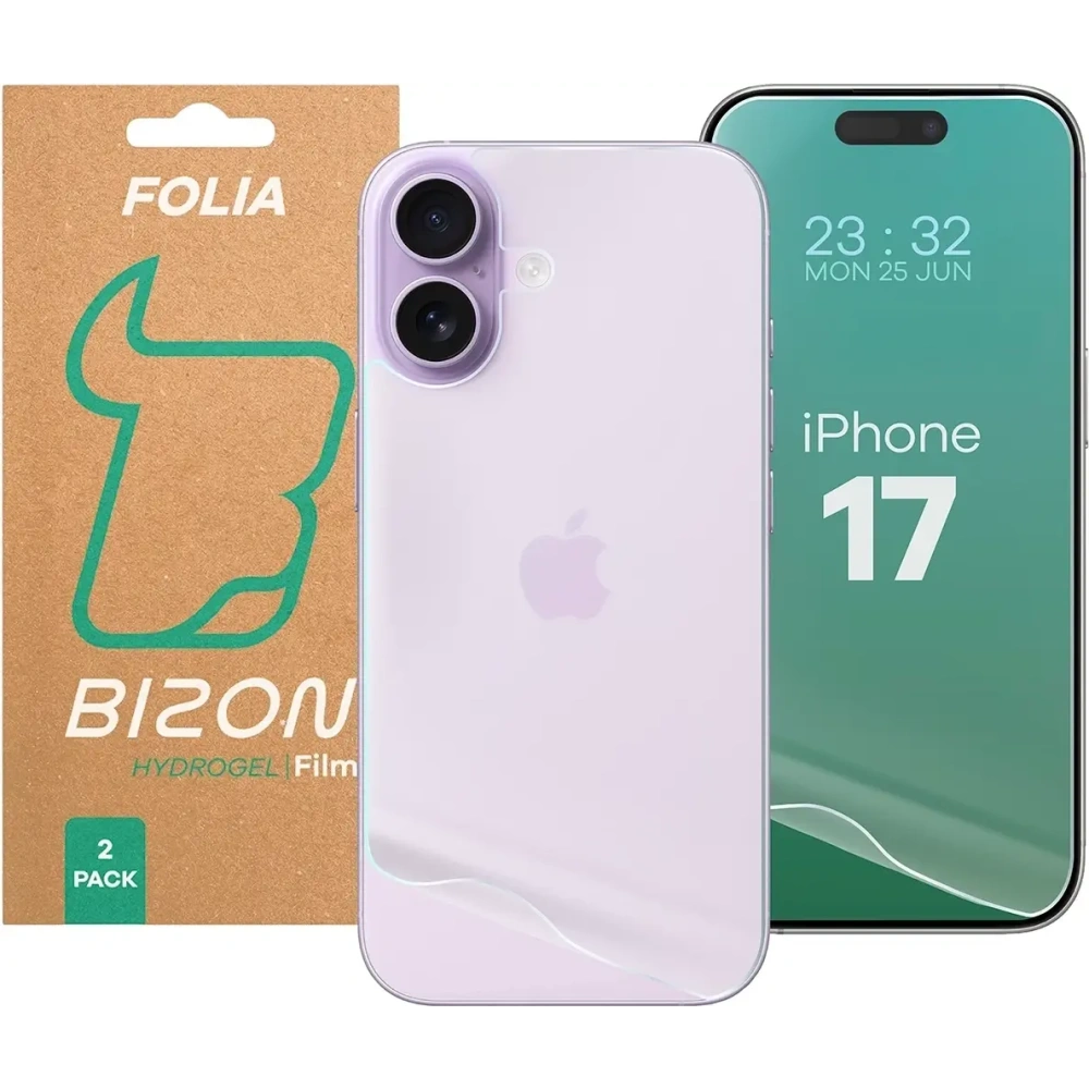 Folia hydrożelowa na tył i przód Bizon Glass Hydrogel Pack do Apple iPhone 17