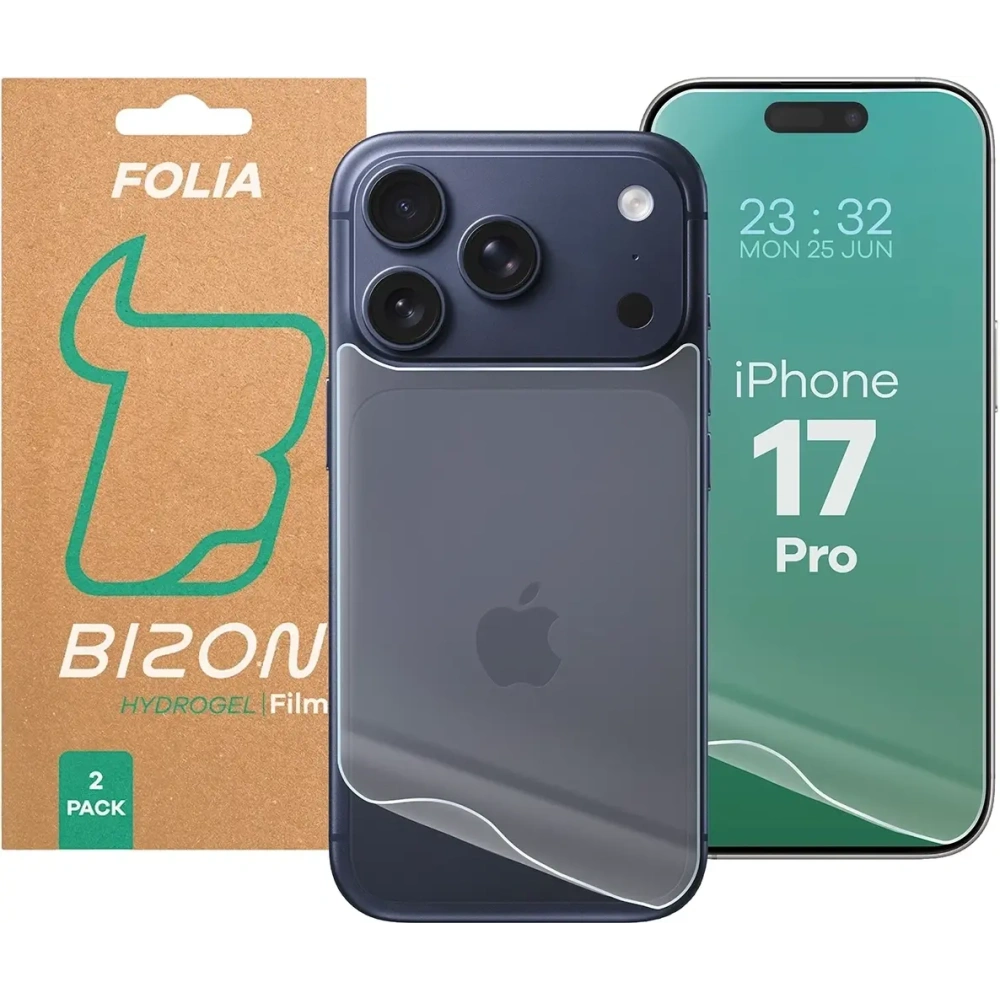 Folia hydrożelowa na tył i przód Bizon Glass Hydrogel Pack do Apple iPhone 17 Pro