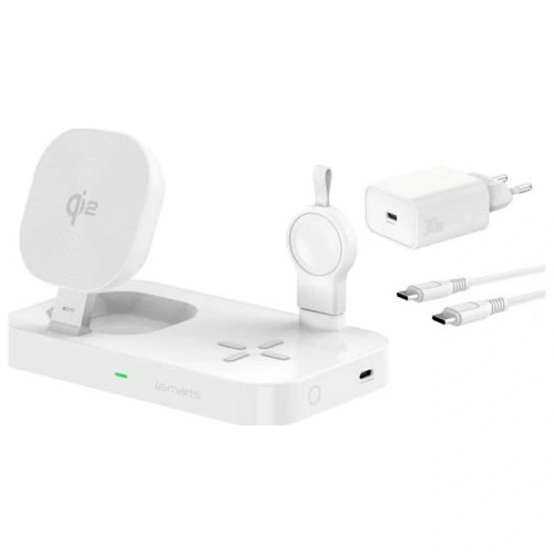 Stacja ładująca 4smarts Qi2 Trident z ładowarką do Galaxy Watch biały