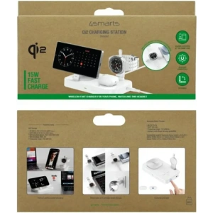 Stacja ładująca 4smarts Qi2 Trident z ładowarką do Galaxy Watch biały