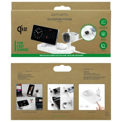 Stacja ładująca 4smarts Qi2 Trident z ładowarką do Galaxy Watch biały