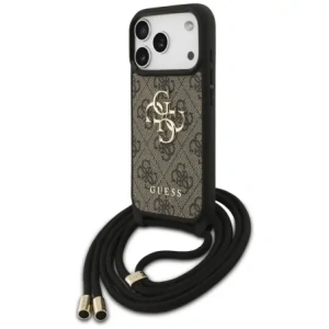 Etui Guess 4G Big Logo Cord Stap Crossbody do Apple iPhone 17 Pro brązowy