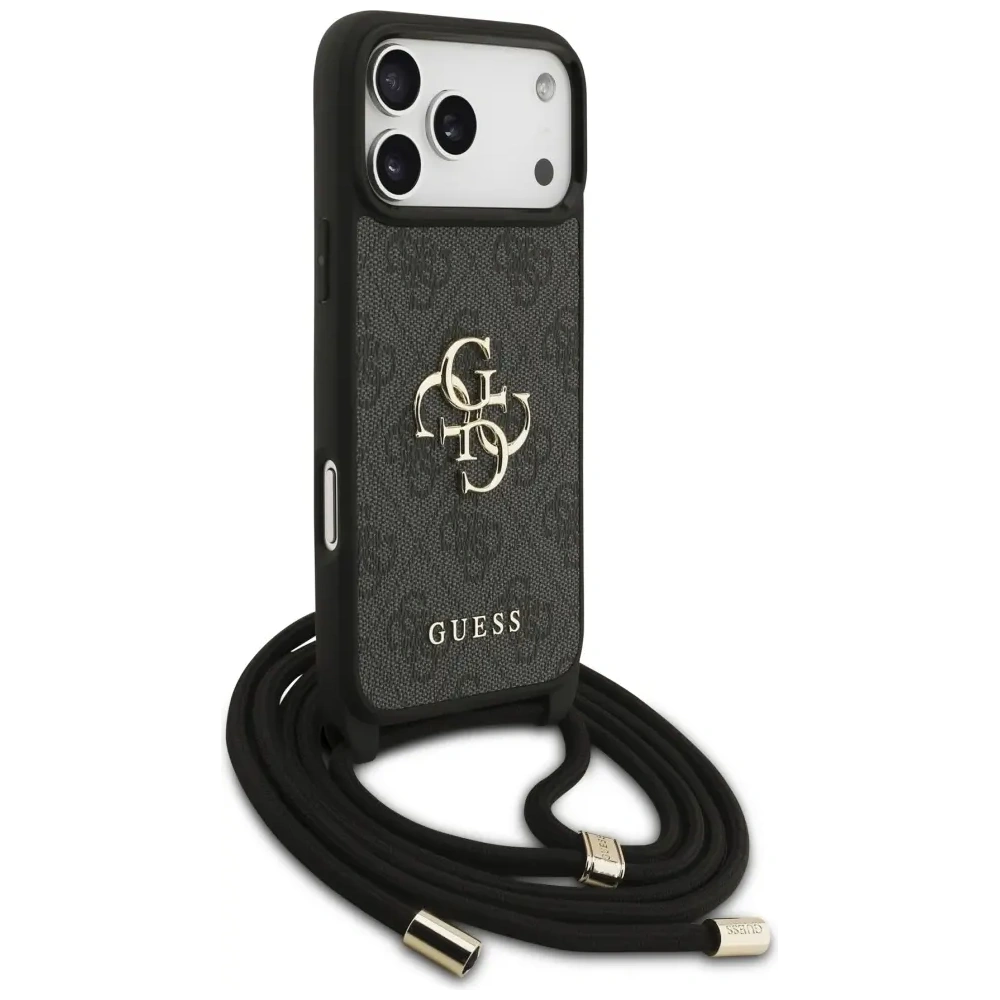 Etui Guess 4G Big Logo Cord Stap Crossbody do Apple iPhone 17 Pro Max czarny