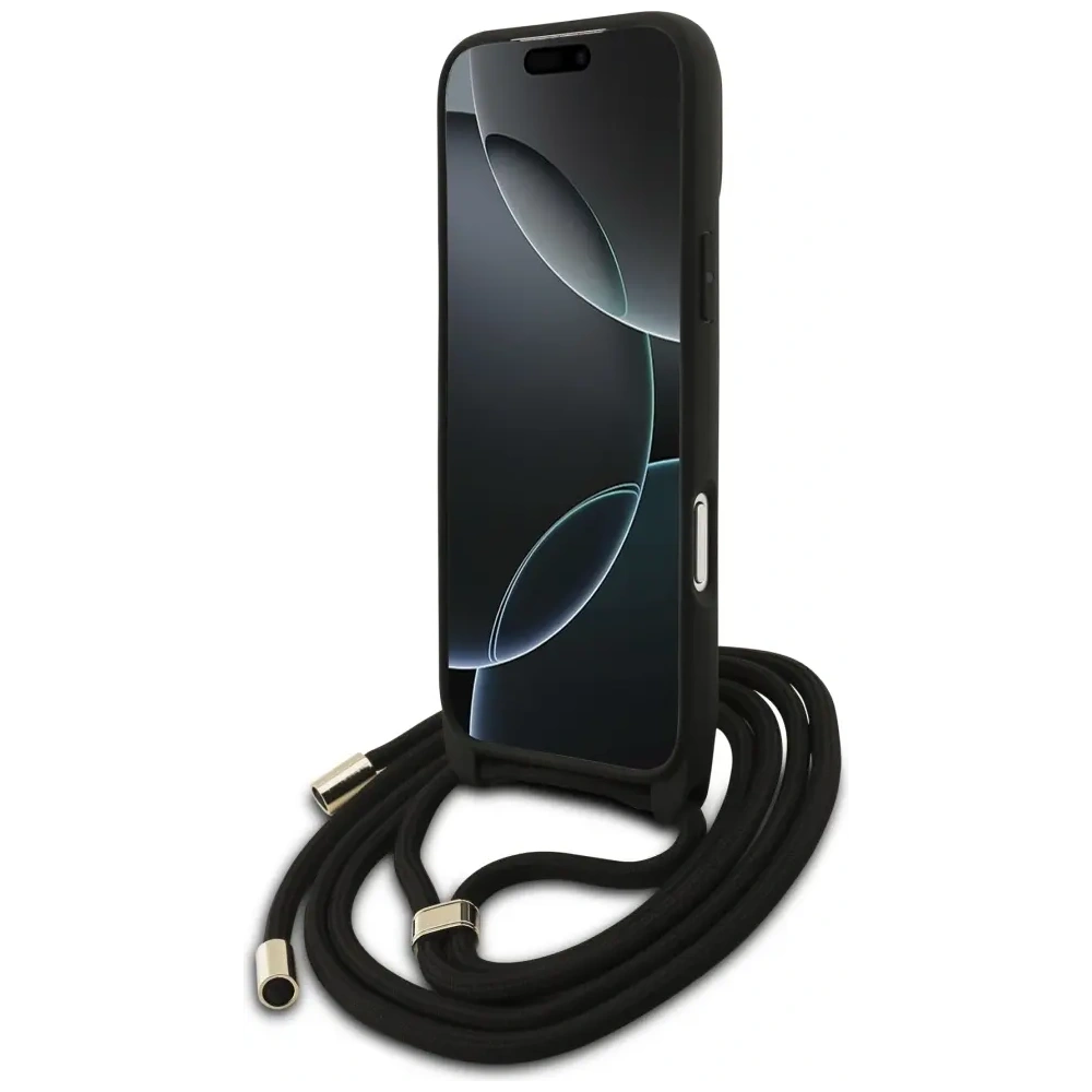 Etui Guess 4G Big Logo Cord Stap Crossbody do Apple iPhone 17 Pro Max czarny