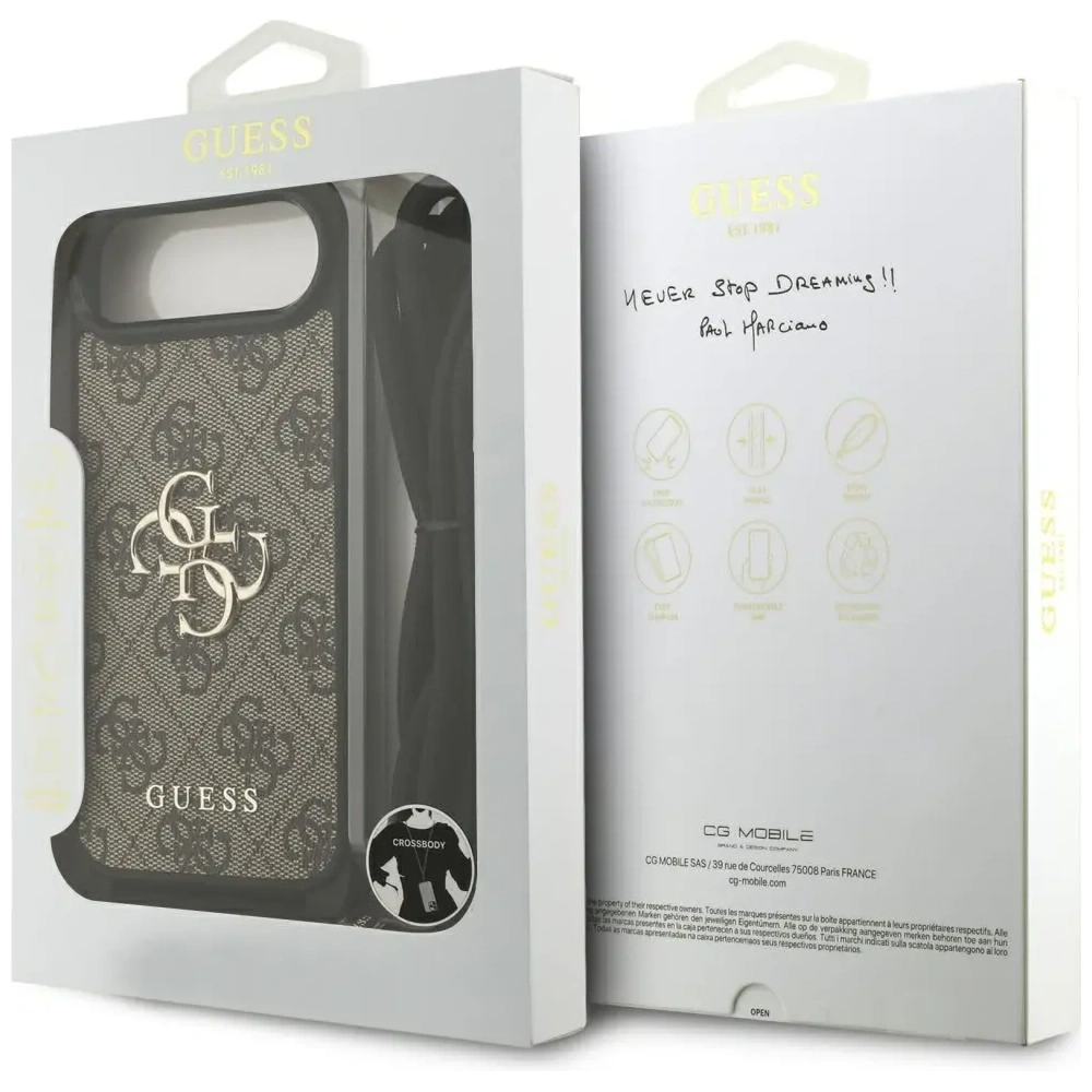 Etui Guess 4G Big Logo Cord Stap Crossbody do Apple iPhone Air brązowy
