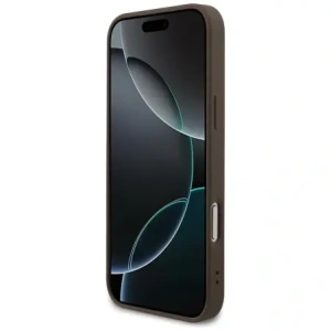 Etui Guess 4G Strap Triangle Logo MagSafe do Apple iPhone 17 Pro Max brązowy