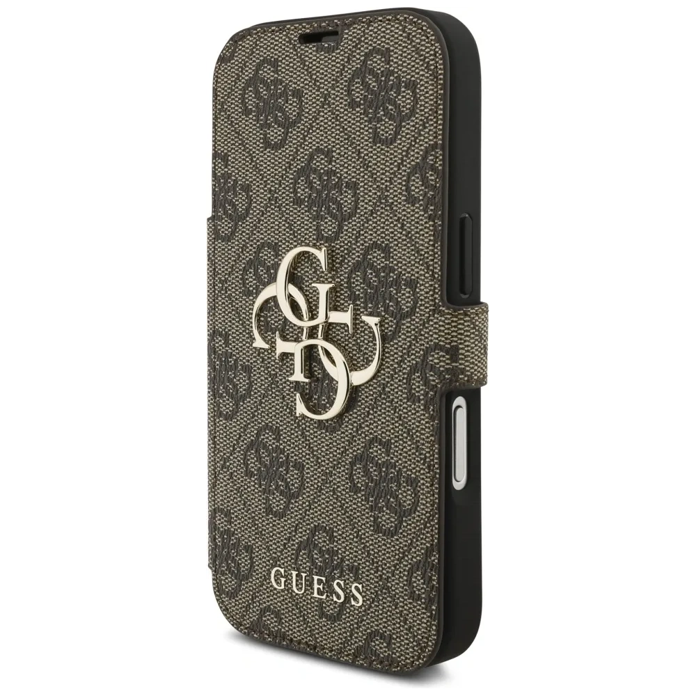 Etui Guess Book 4G Metal Logo do Apple iPhone 17 Pro brązowy