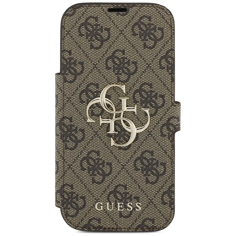 Etui Guess Book 4G Metal Logo do Apple iPhone 17 Pro brązowy