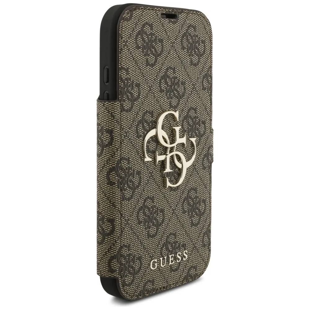 Etui Guess Book 4G Metal Logo do Apple iPhone 17 Pro brązowy