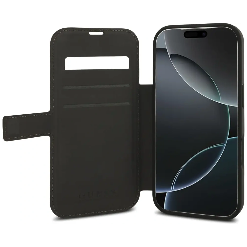 Etui Guess Book 4G Metal Logo do Apple iPhone 17 Pro brązowy