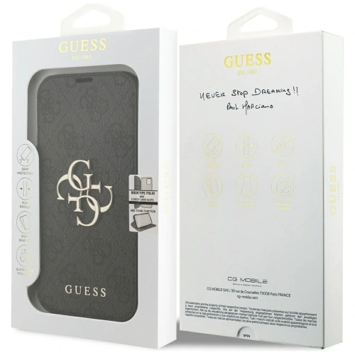 Etui Guess Book 4G Metal Logo do Apple iPhone 17 Pro czarny